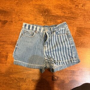 American Eagle Outfitters Blue Striped Jean Shorts